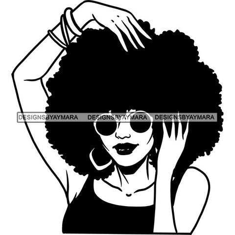 Ebony Afro Woman Nubian Melanin Brown Skin Makeup Model Glasses Accesories SVG Cut Files