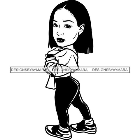 Fashion Woman Model Posing Summer Outfit Vogue Goddess Glamour Trendy Clothing Vector SVG Cutting Files