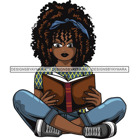 Afro Lola Reading Education Smart Woman .SVG Cutting Files For Silhouette Cricut and More!