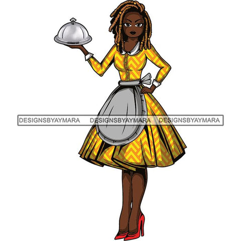 Afro Chef Lola Cooker Cooking Culinary Profession .SVG Clipart Vector Cutting Files For Circuit Silhouette Cricut and More!