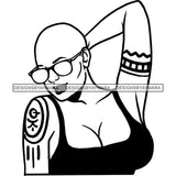 Ebony Afro Woman Nubian Melanin Brown Skin Makeup Model Glasses Accesories SVG Cut Files