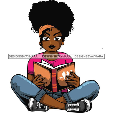 Afro Lola Reading Education Smart Woman .SVG Cutting Files For Silhouette Cricut and More!