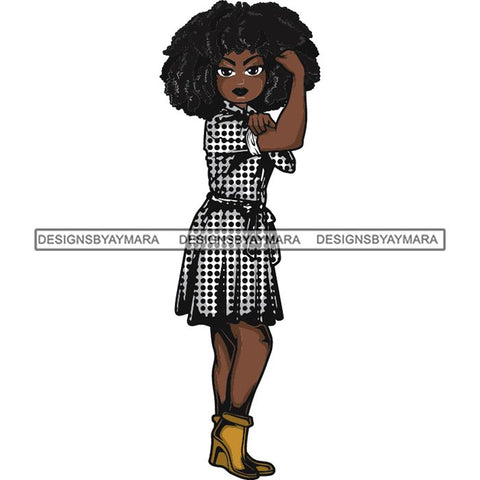 Afro Strong Lola Flexing We Can Do It Woman Power .SVG Cutting Files For Silhouette Cricut and More!