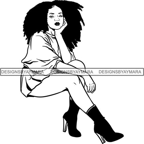 Afro Independent Successful Woman SVG Cutting Files For Silhouette Cricut and More