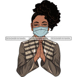 Afro Lola Praying Sad Crying Pain Face Mask Begging Prayers Virus SVG Vector Clipart Cutting Files
