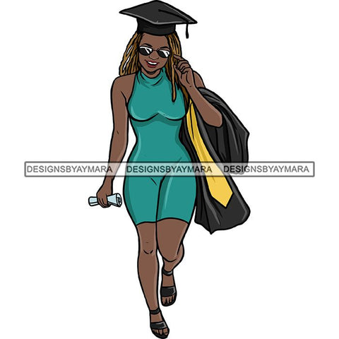 Graduation Achievement Hard Work Diploma Success Robe Cap Certificate College SVG Cutting Files