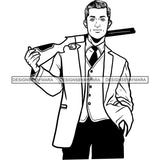 Hunter Hunting Attractive Man Bearded Hipster Model Fashion Male Guy Stylish Mustache Close-up Sexy Macho Manly SVG Files For Cutting