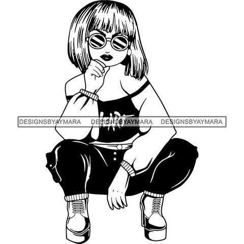 Afro Lola Boss Lady Diva Style Fashion Woman SVG Vector Clipart Cutting Files For Silhouette and Cricut and More!