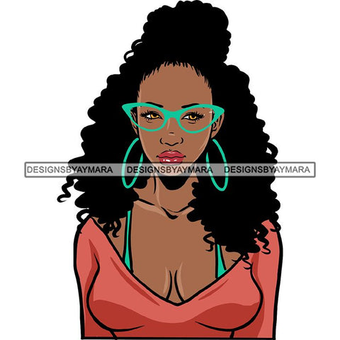 Ebony Afro Woman Nubian Melanin Brown Skin Makeup Model Glasses Accesories SVG Cut Files