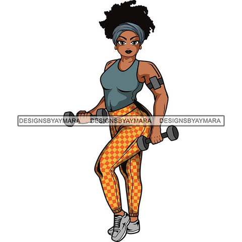Lola Afro Beautiful Black Proud Woman Working Out .SVG Cutting Files For Silhouette and Cricut and More!