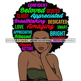 Afro Pretty Woman Hair Quotes Words Letters Lady Female Qualities SVG Files For Cutting and More!