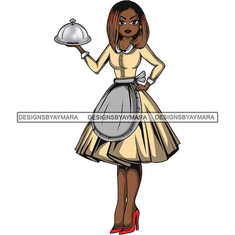 Afro Chef Lola Cooker Cooking Culinary Profession .SVG Clipart Vector Cutting Files For Circuit Silhouette Cricut and More!