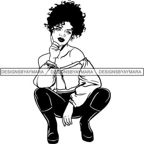 Afro Independent Successful Woman SVG Cutting Files For Silhouette Cricut and More