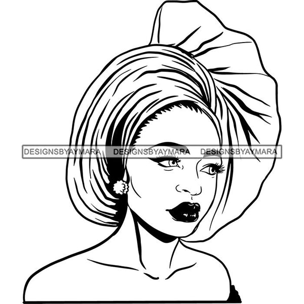 Afro Nubian Melanin Popping Kinky Hair Turban Beautiful African American Woman SVG Cutting Files