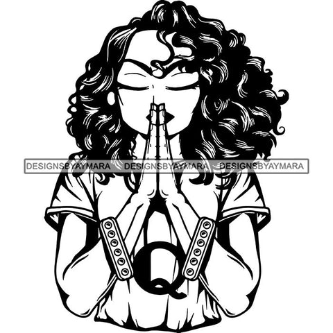 Afro Lola Praying God Lord Prayers In God We Trust .SVG Clipart Cutting Files For Silhouette and Cricut and More!