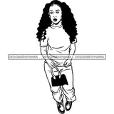 Fashion Woman Model Posing Summer Outfit Vogue Goddess Glamour Trendy Clothing Vector SVG Cutting Files
