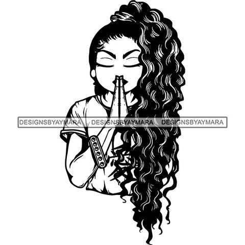 Afro Lola Praying God Lord Prayers In God We Trust .SVG Clipart Cutting Files For Silhouette and Cricut and More!