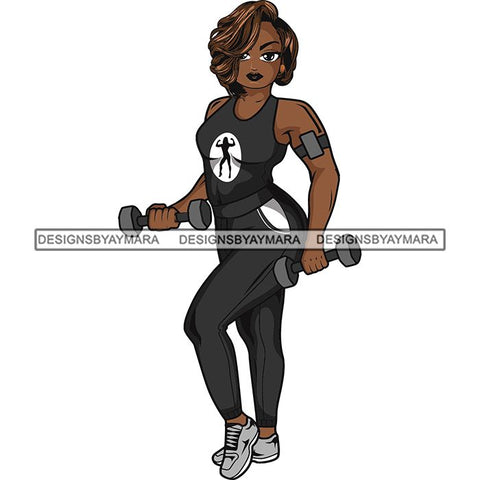 Lola Afro Beautiful Black Proud Woman Working Out .SVG Cutting Files For Silhouette and Cricut and More!