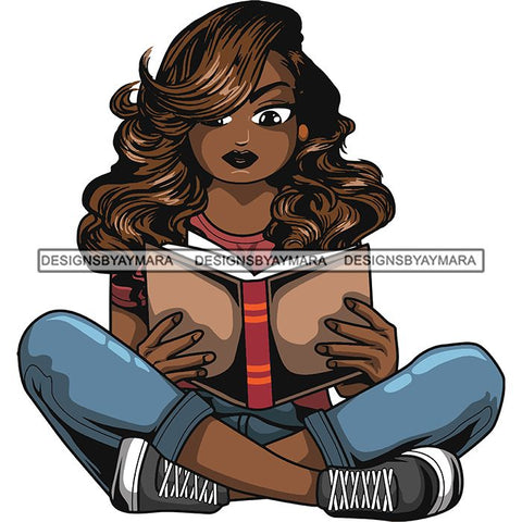 Afro Lola Reading Education Smart Woman .SVG Cutting Files For Silhouette Cricut and More!