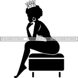 Black Afro Queen Silhouette Style SVG Cut Files