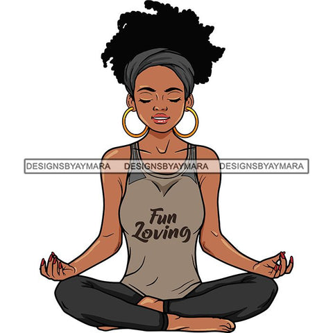 Afro Lola Meditation Meditate Yoga Relax Inhale Exhale Stress Free .SVG Cutting Files For Silhouette and Cricut and More!