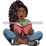 Afro Lola Reading Education Smart Woman .SVG Cutting Files For Silhouette Cricut and More!