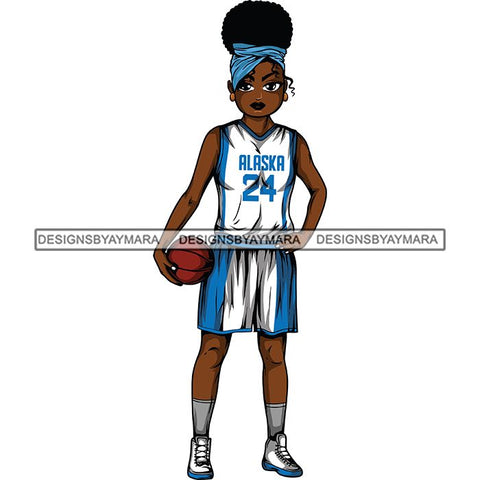 Afro Lola Basketball Player Sport Woman SVG Clipart Vector Cutting Cut Files