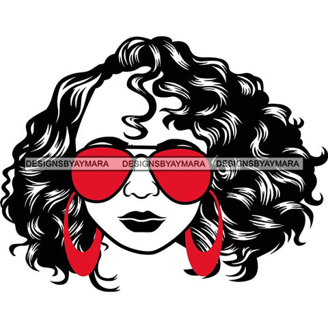 Afro Lola Boss Lady Dope Diva Glamour Wearing Glasses Accesories .SVG Cut Files