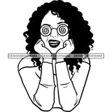 Ebony Afro Woman Nubian Melanin Brown Skin Makeup Model Glasses Accesories SVG Cut Files