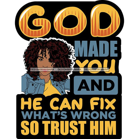 Afro Woman God Lord Life Quotes SVG Cutting Files For Silhouette and Cricut and More!