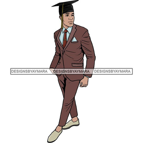 Graduation Man Achievement Hard Work Diploma Success Robe Cap Certificate College SVG Cutting Files