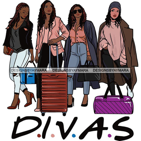 Ladies Getaway Vacation Trip Travel Adventure Best Friends Forever Buddy Sister Divas Melanin Girlfriends SVG Files For Cutting and More!