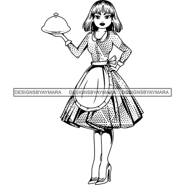 Afro Chef Lola Cooker Cooking Culinary Profession .SVG Clipart Vector Cutting Files For Circuit Silhouette Cricut and More!