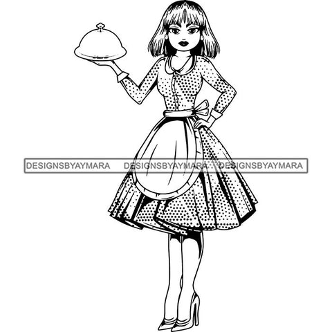 Afro Chef Lola Cooker Cooking Culinary Profession .SVG Clipart Vector Cutting Files For Circuit Silhouette Cricut and More!