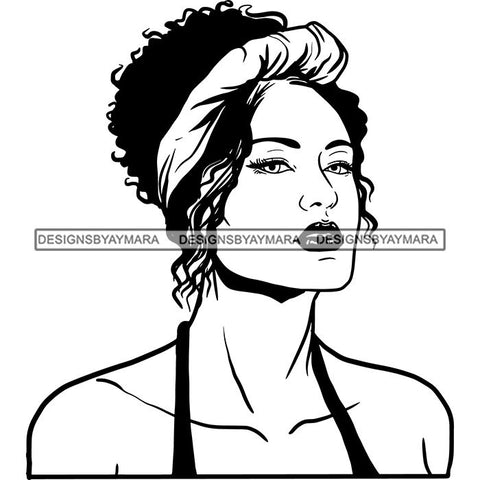 Beautiful Woman Turban Head Wrap Hairstyle SVG Files For Cutting and More!