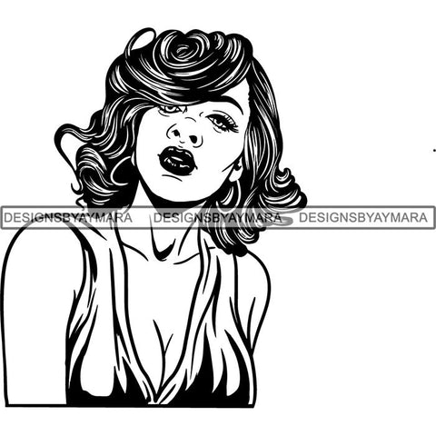 Beautiful Afro Woman Unique Designs In Black and White SVG Cutting Files For Silhouette Cricut and More