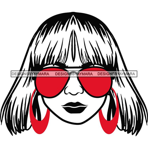 Afro Lola Boss Lady Dope Diva Glamour Wearing Glasses Accesories .SVG Cut Files