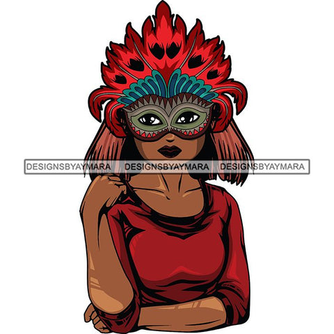 Afro Lola Wearing  Mardi Grass Mask Masquerade Costume SVG Clipart Vector Cutting Files