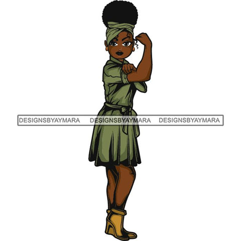 Afro Strong Lola Flexing We Can Do It Woman Power .SVG Cutting Files For Silhouette Cricut and More!