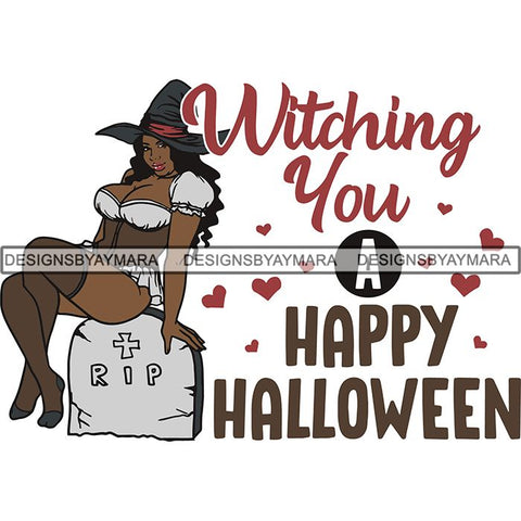 Afro Sexy Witches Halloween SVG Cutting Files For Silhouette Cricut and More