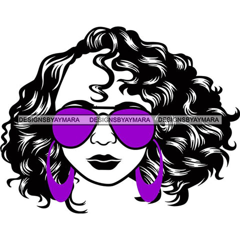 Afro Lola Boss Lady Dope Diva Glamour Wearing Glasses Accesories .SVG Cut Files