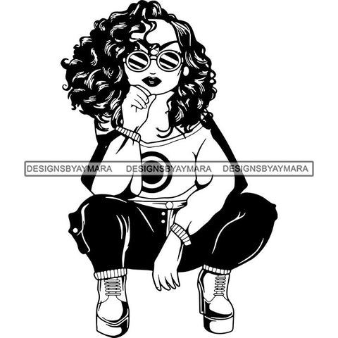 Afro Lola Boss Lady Diva Style Fashion Woman SVG Vector Clipart Cutting Files For Silhouette and Cricut and More!