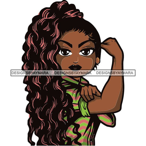 Afro Strong Lola Flexing We Can Do It Woman Power .SVG Cutting Files For Silhouette Cricut and More!