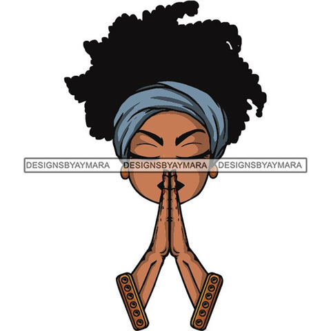 Afro Lola Praying Begging Asking God Lord Faith Strength .SVG Vector Clipart Cutting Files For Silhouette Cricut and More!