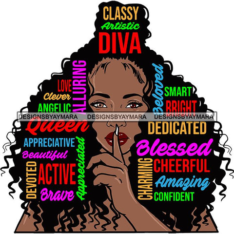 Afro Pretty Woman Hair Quotes Words Letters Lady Female Qualities SVG Files For Cutting and More!