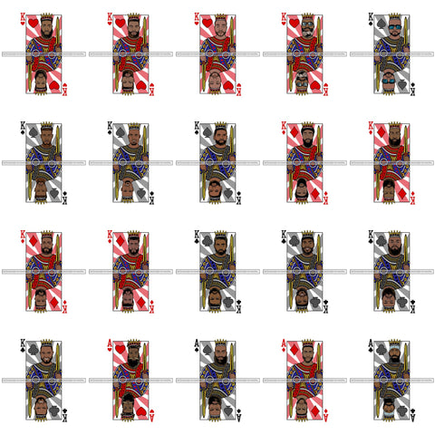 Bundle 20 Ace King Man Royalty Blackjack Casino Card Game Attractive Black Man Bearded Hipster Male Guy Hombre Macho Manly SVG Files For Cutting