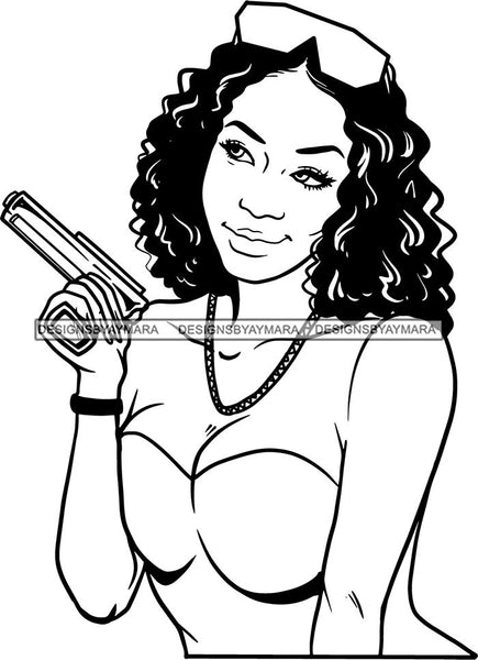Ghetto Woman Face American Gangster Urban Swag Hip Hop Girl .SVG Cutting Files For Silhouette Cricut and More!