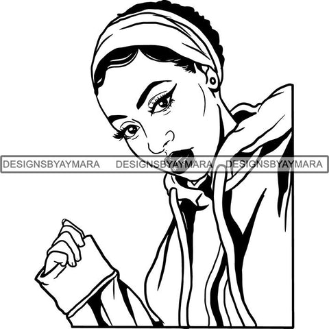 Beautiful Woman Turban Head Wrap Hairstyle SVG Files For Cutting and More!