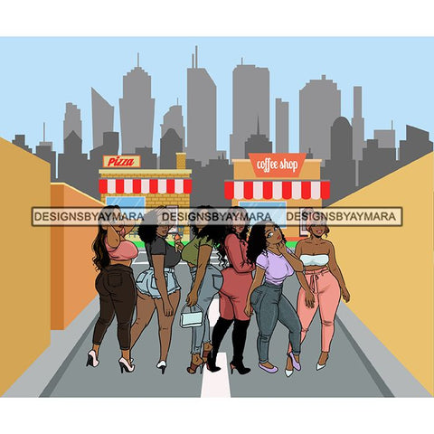 Friends Hanging Out Together Shopping Traveling Vacation Fun Buddy Sisters Girlfriends Women SVG Cutting Files