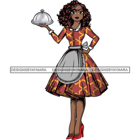 Afro Chef Lola Cooker Cooking Culinary Profession .SVG Clipart Vector Cutting Files For Circuit Silhouette Cricut and More!